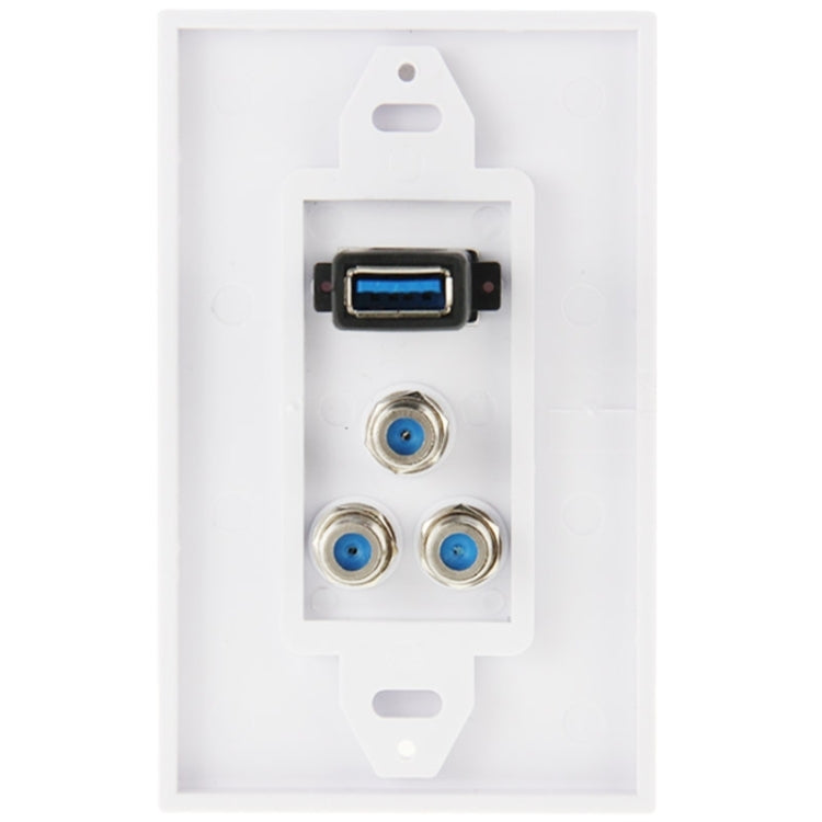 لوحة حائط بمقبس USB 3.0 أنثى + 3 مقابس F أنثى