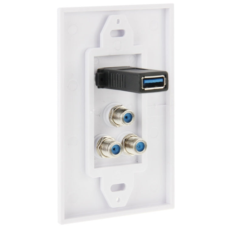 لوحة حائط بمقبس USB 3.0 أنثى + 3 مقابس F أنثى