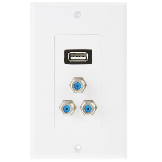 لوحة حائط بمقبس USB 2.0 أنثى + 3 مقابس F أنثى