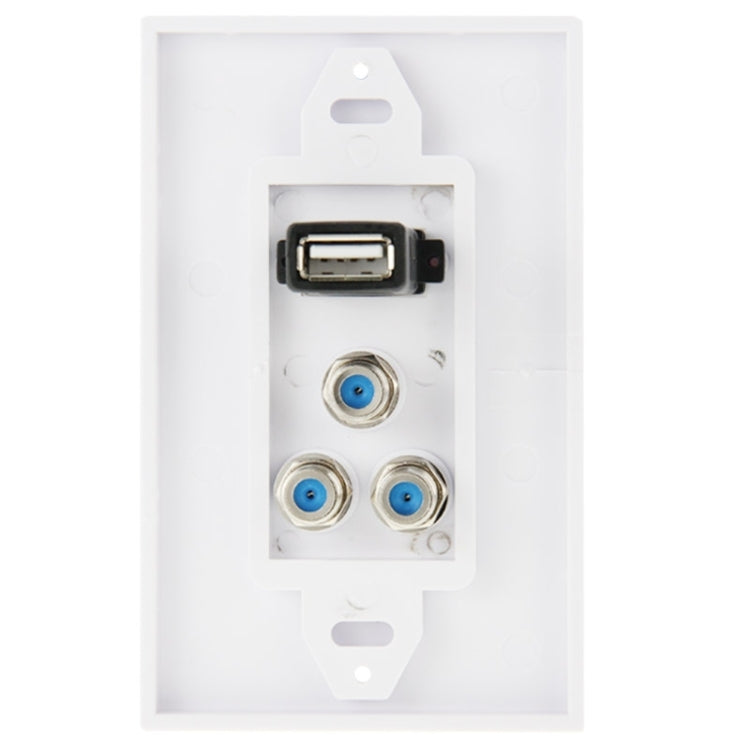 لوحة حائط بمقبس USB 2.0 أنثى + 3 مقابس F أنثى