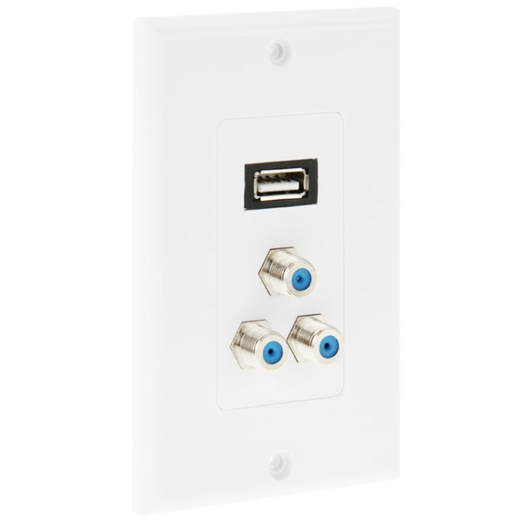 لوحة حائط بمقبس USB 2.0 أنثى + 3 مقابس F أنثى
