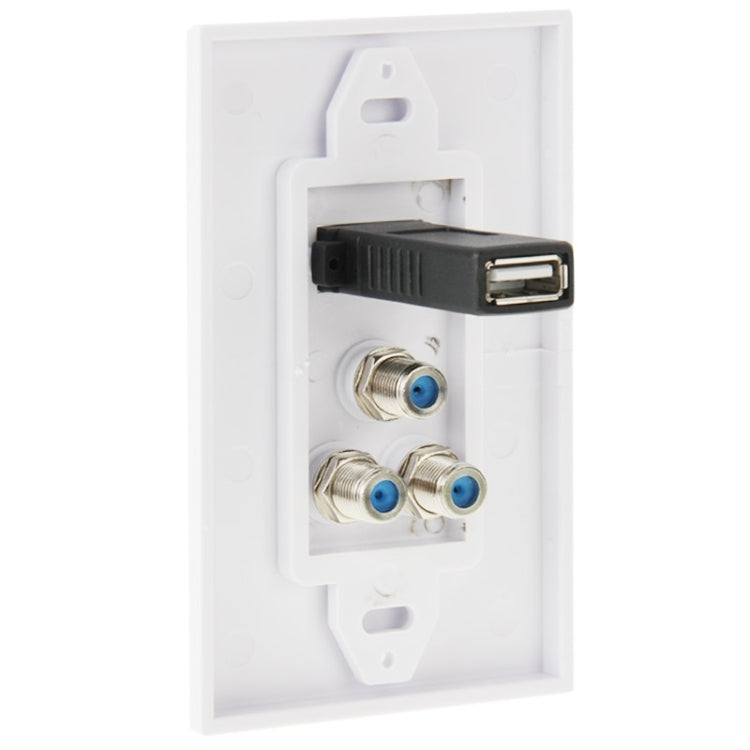 لوحة حائط بمقبس USB 2.0 أنثى + 3 مقابس F أنثى