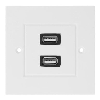 Dual USB 2.0 Female Plugs Home Wall Charger Plate Wall Plate Panel, 2 Ports USB 2.0