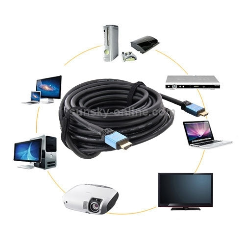 كابل HDMI 4K إصدار 2.0 OD8.0 بطول 20 مترًا مع موصل ومحول مع معزز إشارة، مع معزز إشارة، الطول: 20 مترًا