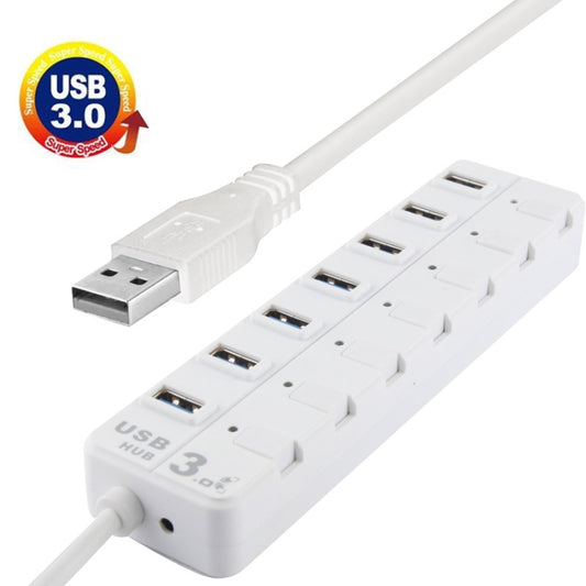 7 Ports USB 3.0 Hub with Individual Switches for each Data Transfer Ports, 7 Ports (White), 7 Ports (Black)