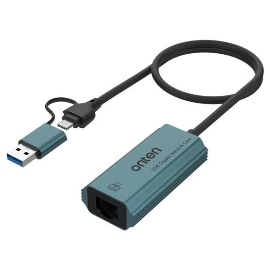 بطاقة شبكة Onten UE101 2 في 1 Gigabit USB3.0 مع موزع USB من USB-C/Type-C إلى منفذ الشبكة