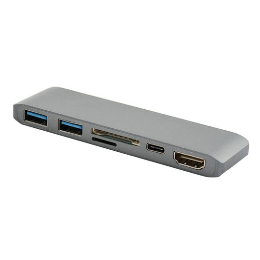 محول WS-15 6 في 1 من النوع C إلى HDMI + USB 3.0 x 2 + SD + TF + PD HUB
