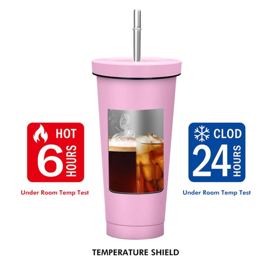 500ml Stainless Steel Water Vacuum Bottle Coffee Cup with Lid and Straw