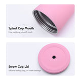 500ml Stainless Steel Water Vacuum Bottle Coffee Cup with Lid and Straw