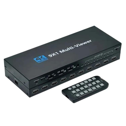 محول شاشة JQF1 9 في 1، موزع شاشة 4K HDMI متعدد المشاهد، قابس أمريكي، قابس أوروبي