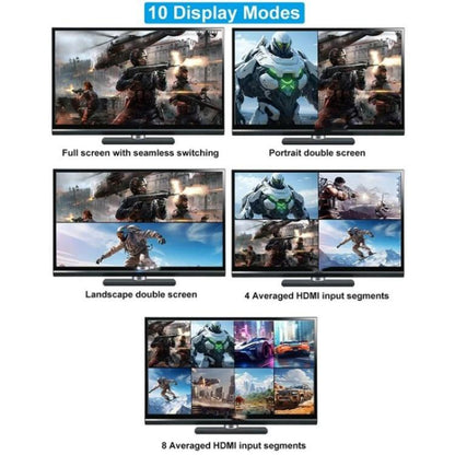 محول شاشة JQF1 9 في 1، موزع شاشة 4K HDMI متعدد المشاهد، قابس أمريكي، قابس أوروبي