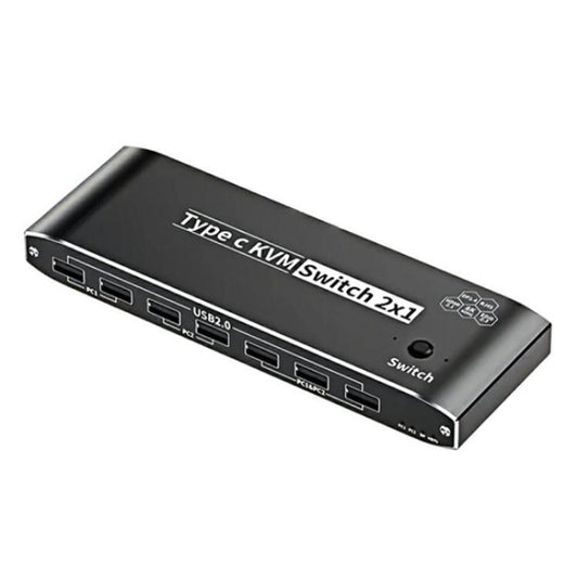 K8 مع منفذ إيثرنت RJ45، 2 مدخل 1 مخرج، محول KVM من النوع C، 7 منافذ USB 2.0، محطة إرساء K8