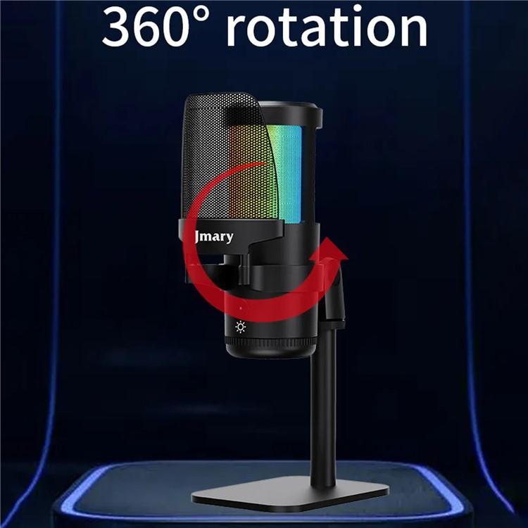 JMARY MC-PW13 360 Degree Rotating RGB Light Desktop Microphone, MC-PW13