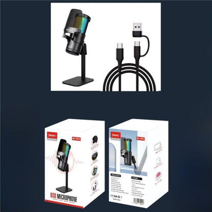 JMARY MC-PW13 360 Degree Rotating RGB Light Desktop Microphone, MC-PW13