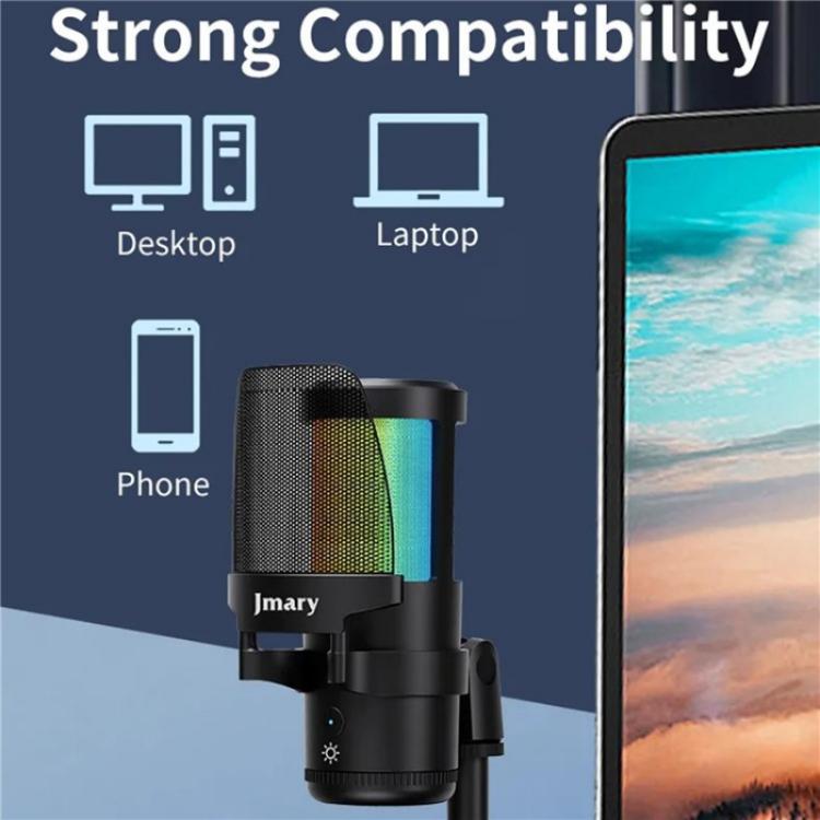 JMARY MC-PW13 360 Degree Rotating RGB Light Desktop Microphone, MC-PW13