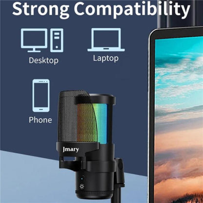 JMARY MC-PW13 360 Degree Rotating RGB Light Desktop Microphone, MC-PW13
