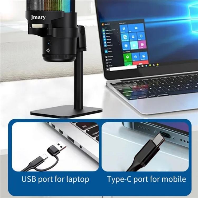 JMARY MC-PW13 360 Degree Rotating RGB Light Desktop Microphone, MC-PW13