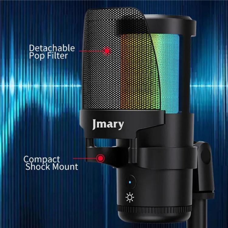 JMARY MC-PW13 360 Degree Rotating RGB Light Desktop Microphone, MC-PW13