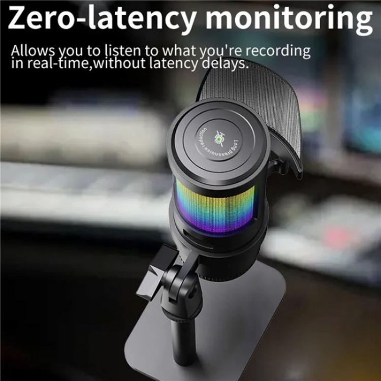 JMARY MC-PW13 360 Degree Rotating RGB Light Desktop Microphone, MC-PW13