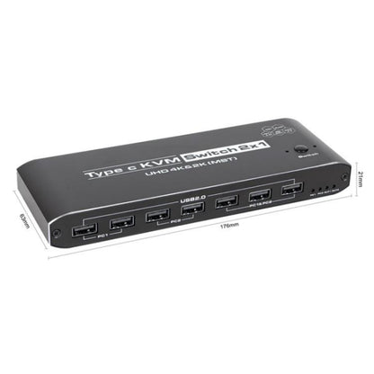 محول توسيع شاشة K9 2 في 1 بمنفذ HDMI مزدوج لعرض الفيديو، شاشتين، لأجهزة Mac، USB C، KVM Switch