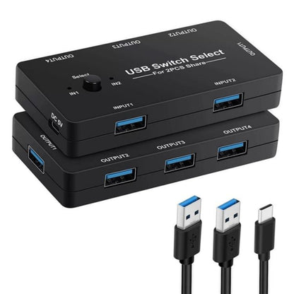 وحدة تحكم ألعاب الكمبيوتر U7، موزع USB 4 في 1، مدخلان و4 مخرجات، موزع KVM، محول USB مشترك، U7
