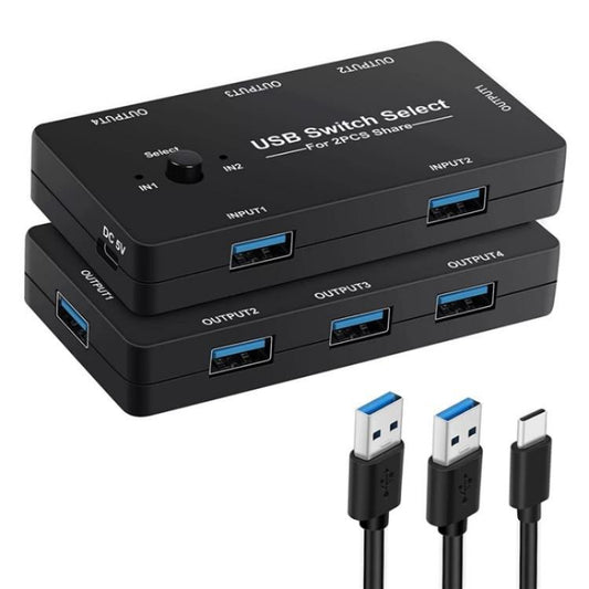 وحدة تحكم ألعاب الكمبيوتر U7، موزع USB 4 في 1، مدخلان و4 مخرجات، موزع KVM، محول USB مشترك، U7