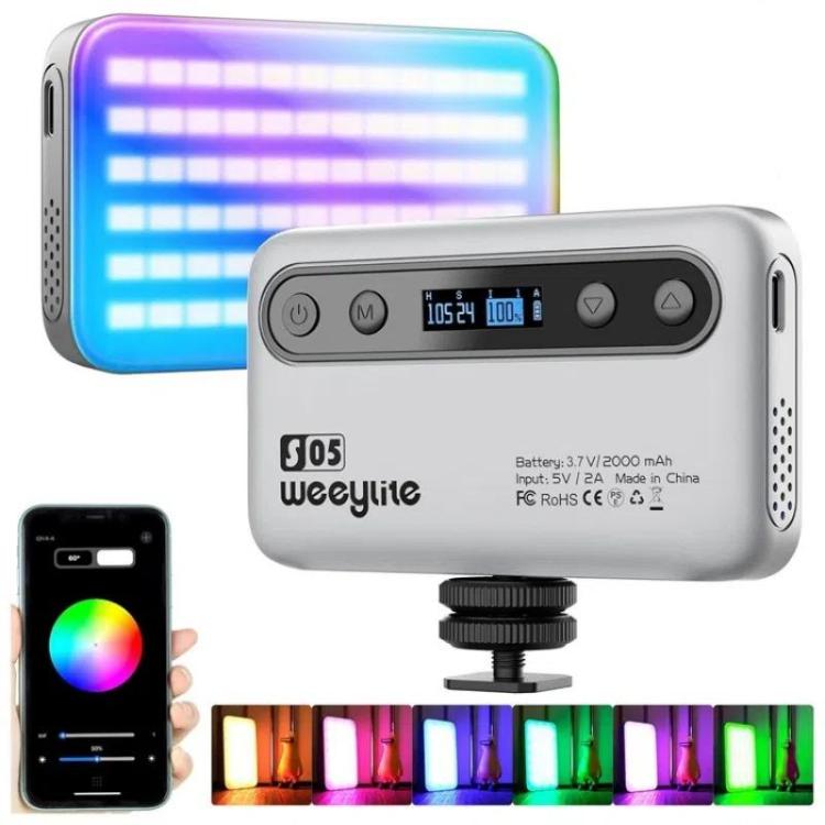 Weeylite S05 Portable App Control Phone Fill Lamp Video Live Streaming Photography RGB Full Color Fill Light, S05