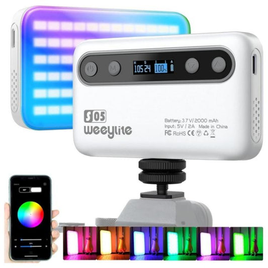 Weeylite S05 Portable App Control Phone Fill Lamp Video Live Streaming Photography RGB Full Color Fill Light, S05