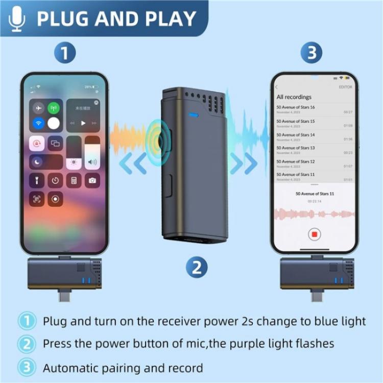 JMARY MW16 3.5mm, Type-C, 8 Pin 3 in 1 2.4G Lavalier Wireless Microphone, MW16 3.5mm+Type-C+8 Pin Port