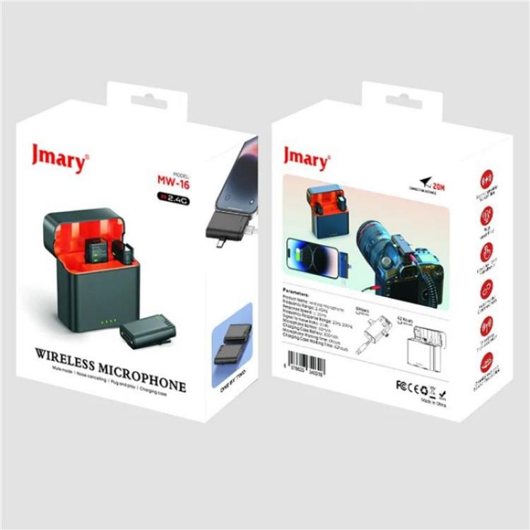 JMARY MW16 3.5mm, Type-C, 8 Pin 3 in 1 2.4G Lavalier Wireless Microphone, MW16 3.5mm+Type-C+8 Pin Port