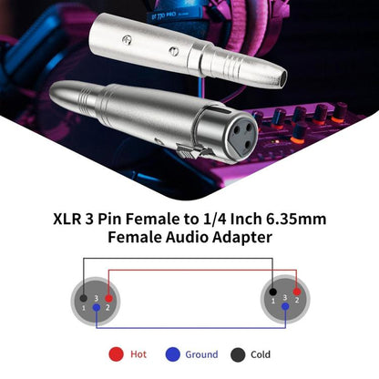 JUNSUNMAY XLR Female to 6.35mm Female Audio Adapter, XLR Female to 6.35mm Female