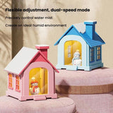 500ML Portable Mini Snow House Humidifier – USB Desktop Air Humidifier with Snowman Design & Colorful Ambient Light
