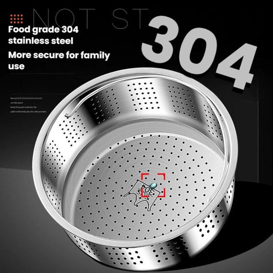 Kacheeg 304 Stainless Steel Steamer Basket for Rice Cooker/Pots with Handles & Stand Perforated 13.8cm