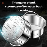 Kacheeg 304 Stainless Steel Steamer Basket for Rice Cooker/Pots with Handles & Stand Perforated 13.8cm