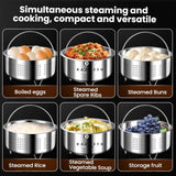 Kacheeg 304 Stainless Steel Steamer Basket for Rice Cooker/Pots with Handles & Stand Perforated 13.8cm