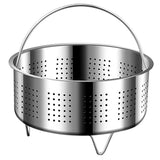 Kacheeg 304 Stainless Steel Steamer Basket for Rice Cooker/Pots with Handles & Stand Perforated 13.8cm