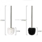 2PCS Stainless Steel Handle Toilet Brush Suit Household Hanger Frame Cleaning Brush