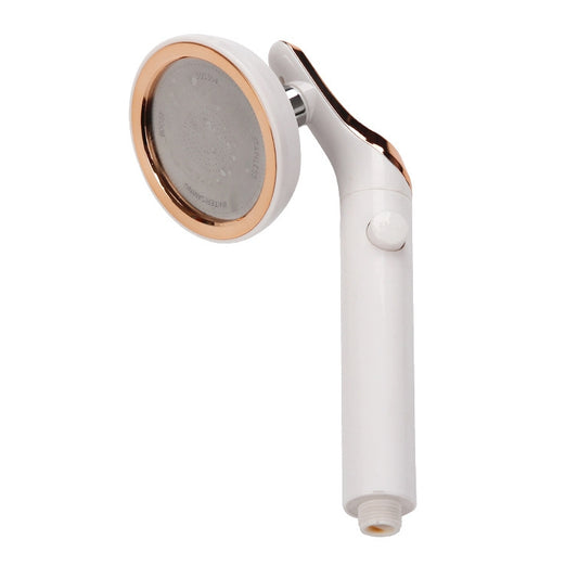 Universal Pressurized One-touch Water Stop Hand Shower Head, Color:White Color Gold
