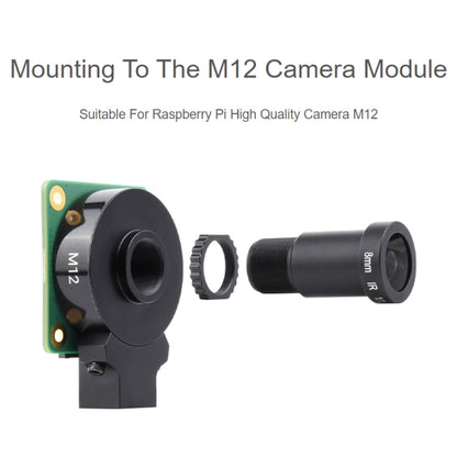 Waveshare WS0698012 For Raspberry Pi M12 High Resolution Lens, 12MP, 69.5 Degree FOV, 8mm Focal Length, 23968, 23968
