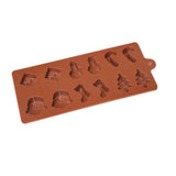 Silicone Christmas Chocolate Baking Tools Non-stick Jelly Candy 3D DIY Decoration Mold(Chocolate)