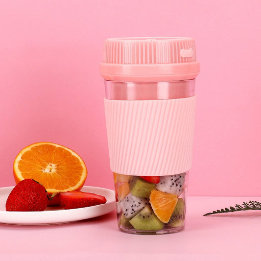 Portable USB Rechargeable Mini Household Electric Fruit Juicer(Pink)