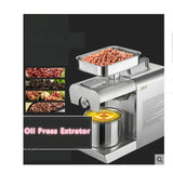 Seed Oil Press Extrator Stainless Steel Commercial Home Automatic Peanut Coconut Sesame Oil Press Machine 40x36.5x16cm, CN Plug