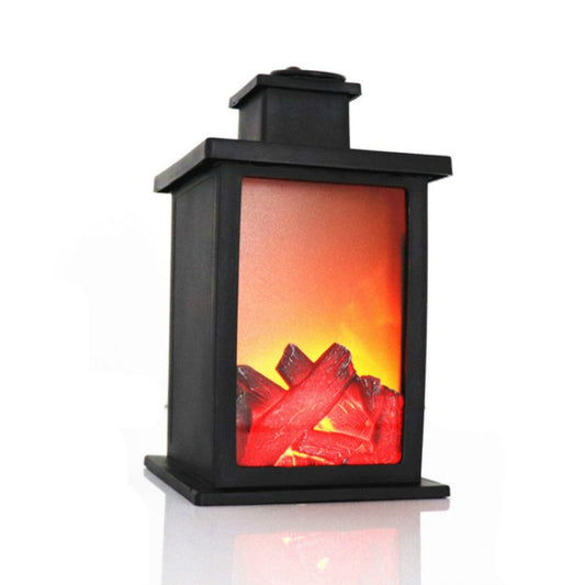 Outdoor LED Table Lamps Artificial Fireplace Candlestick Charcoal Flame Retro Decoration(Warm Light)