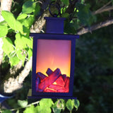 Outdoor LED Table Lamps Artificial Fireplace Candlestick Charcoal Flame Retro Decoration(Warm Light)