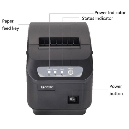 Xprinter XP-Q200II Thermal Small Receipt Printer Catering And Kitchen Receipt Printer 80mm Cutter, USB COM Interface, LAN Interface