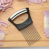 Stainless Steel Onion Fork Holder Pin Kitchen Vegetable Slicing Aid