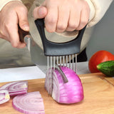 Stainless Steel Onion Fork Holder Pin Kitchen Vegetable Slicing Aid