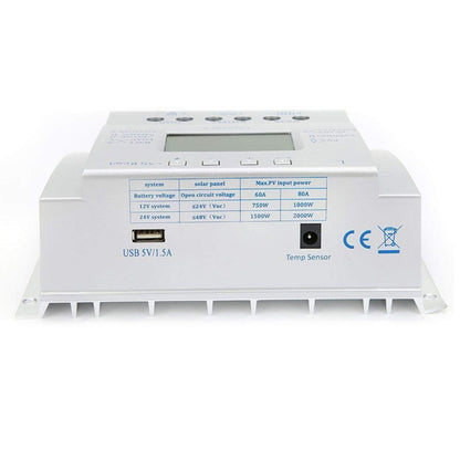 وحدة تحكم الطاقة الشمسية L60 12 فولت/24 فولت 60 أمبير، الجهد، التيار، شاشة LCD، وحدة تحكم شحن الطاقة الشمسية