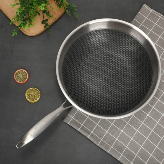Household Stainless Steel Oil-free and Uncoated Flat-bottom Wok Suitable for Induction Cooker Gas