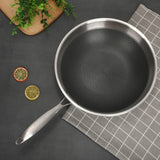 Household Stainless Steel Oil-free and Uncoated Flat-bottom Wok Suitable for Induction Cooker Gas